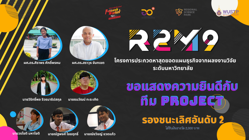 ขอแสดงความยินดีกับนักศึกษาวิศวกรรมไฟฟ้า ม.วลัยลักษณ์ ที่ผ่านเข้ารอบประกวดการแข่งขันโครงการ “เส้นทางสู่นวัตวณิชย์” Research to Market R2M 9- 2021 ระดับมหาวิทยาลัย